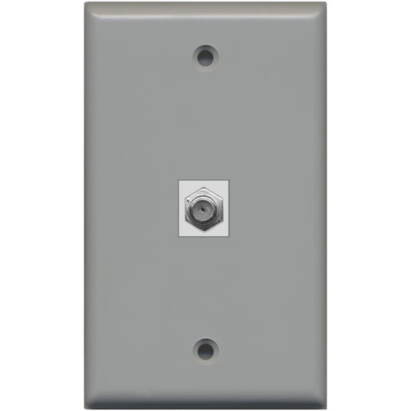 RiteAV Coax Cable TV Wall Plate 1 Gang Flat - Gray