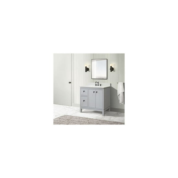 Bellaterra-Home 37 in. Single Sink Vanity in Dark Cherry with Engineered Quartz Top