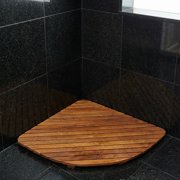 Bare Decor Dania Corner Shower Spa Mat in Solid Teak Wood and Oiled Finish, 24 x 24