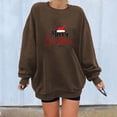 thumbnail image 3 of Gibobby Sudadera de Navidad para mujer Camisa de manga larga estampada con estampado de sombrero navideño a la moda para mujer - Top elegante sin capucha(Marrón,CH), 3 of 4