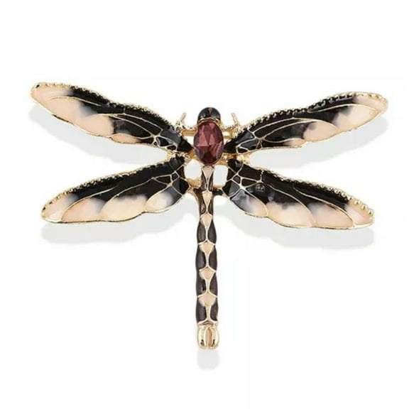 K-KED Vintage Crystal Dragonfly Brooch Insect Brooches for Women Pins Jewelry-Brown