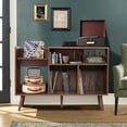 thumbnail image 4 of YOCWO Large Record Player Stand, Mid Century Concord Turntable Stand Table Holds up to 350 Albums, Vinyl Record Storage Cabinet with Wood Legs for Living Room Bedroom Office, Walnut, 4 of 5