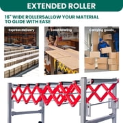 Material Conveyor Unit, Flexible Roller Conveyor, Red Height Adjustable Conveyor Base, 600lbs Load Capacity, Rustproof Steel Design for Warehouse, Logistics Transport