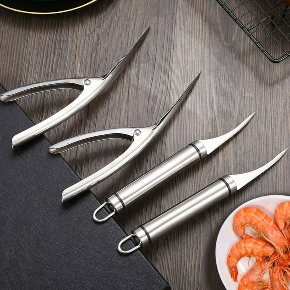 Cuchillo para camarones, abridor de camarones, cangrejos de río, pelador rápido de camarones, utensilios de cocina creativos, pelador de camarones de acero inoxidable