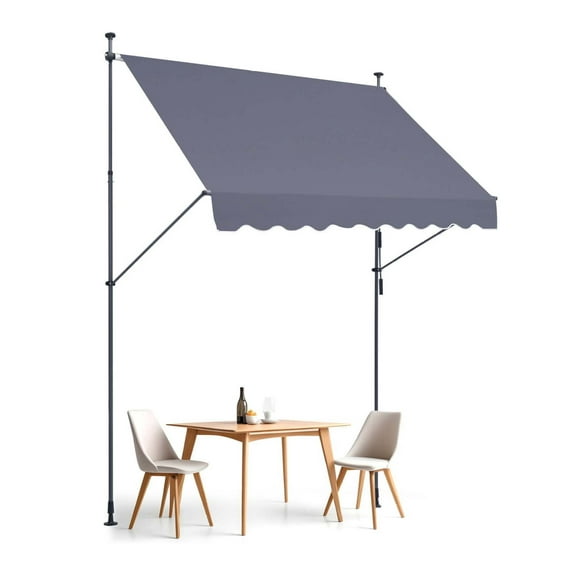 Wqmh 98" x 47" Patio Awning Retractable, Outdoor Retractable Patio Awning Sunshade Shelter, Adjustable Patio Door Window Canopy with Manual Crank Handle for Backyard, Garden, Balcony, Dark Gray
