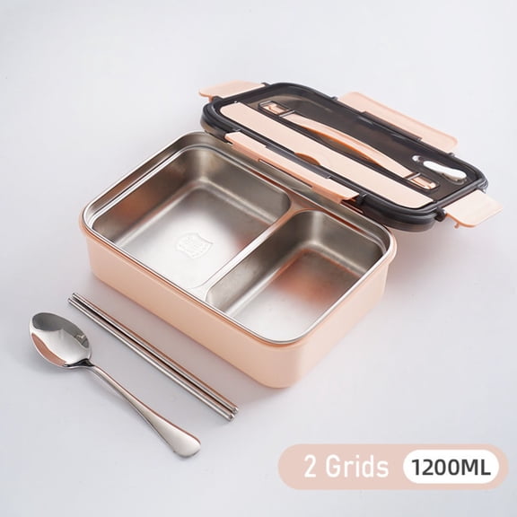 1200 ml stainless steel lunch box with airtight lid, stackable design, and built-in utensil compartment—perfect for work lunches and outdoor picnics.
