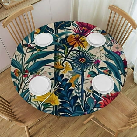 

Sheronv Floral Pattern Round Tablecloth Washable Stain-Resistant 60in 42 -46