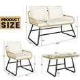 thumbnail image 6 of Yaheetech 4-Piece Boho Style Patio Rattan Conversation Set with Cushions and Pillows, Tan/Cream, 6 of 7