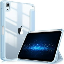 Fintie Hybrid Slim Case for iPad Mini 7 (A17 Pro) 2024 / iPad Mini 6 2021 - Shockproof Clear Transparent Back Shell with Pencil Holder, Sky Blue