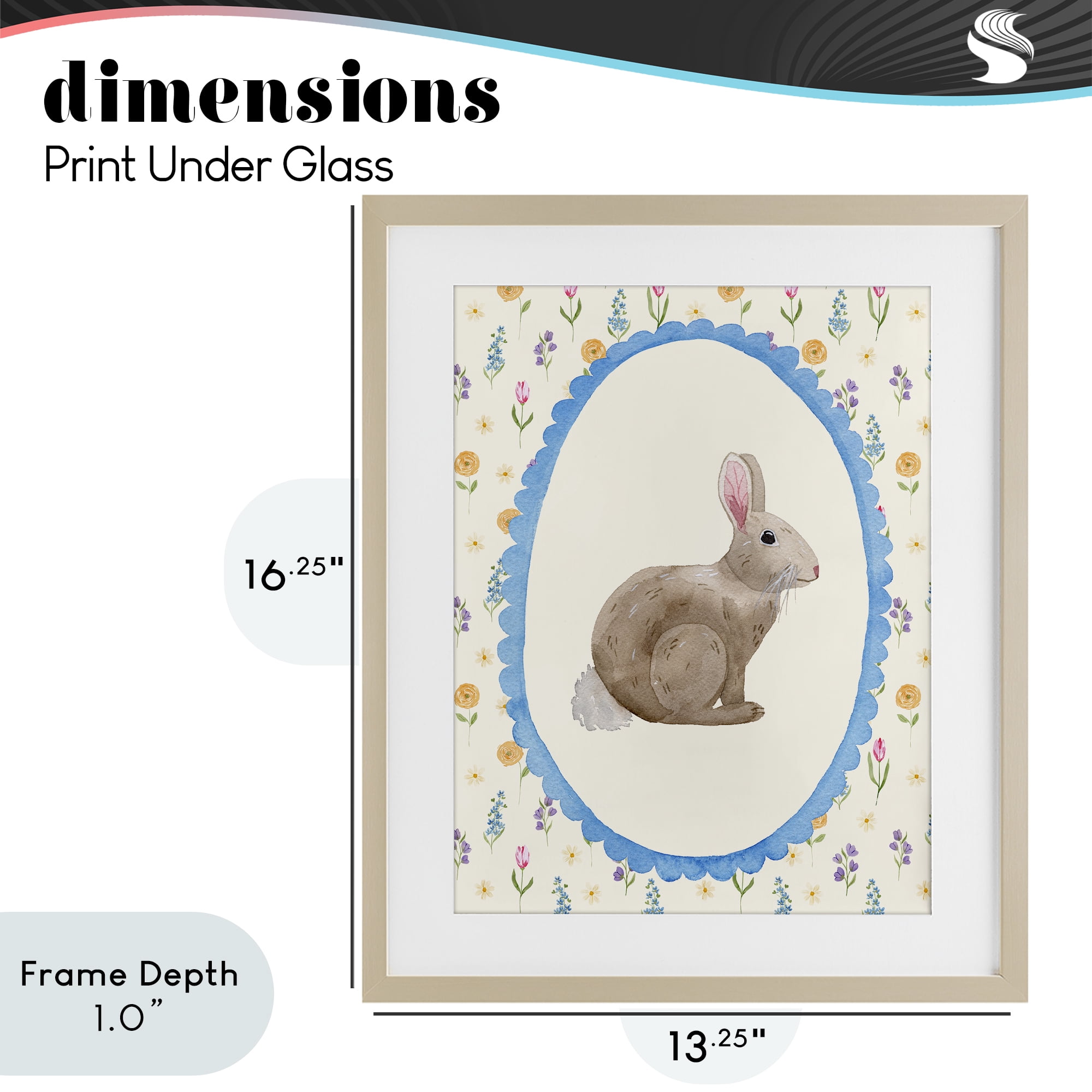 Stupell Industries Delicate Spring Bunny Florals Birch Framed Print Under Glass, design by Nina Jacobs