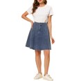 thumbnail image 2 of INSPIRE CHIC Women's Skirts High Waisted A-Line Flared Casual Jean Denim Skirt S Light Blue, 2 of 7