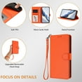 thumbnail image 4 of ELEHOLD For Samsung Galaxy S25 Flip PU Leather Wallet Case with Credit Card Slot RFID Blocking Kickstand Shock-Absorbent TPU Magnetic Protective Cover With Lanyard,Orange, 4 of 12
