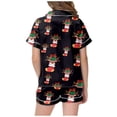 thumbnail image 4 of XDZJLR Girls Christmas Sleepwear Xmas Color Denim Short Sleeved Top Pajamas Shorts Set Nightwear Loungewear Black 2-3 Years, 4 of 6