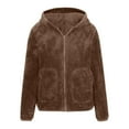 thumbnail image 3 of Usmixi Womens Winter Plush Coat Womens Sherpa Coat Double-Side Wear Cozy Fuzzy Fleece Hooded Outerwear Plus Size Casual Solid Zipper Sweater Jacket with Pocket 2023 Plush Coat, 3 of 4