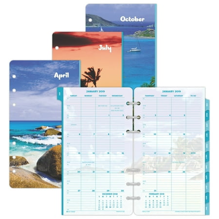 Day Timer Refill Calendar - Day-Timer Coastlines 2-Page-Per-Month Tabbed Calendar Refill Portable Size -