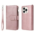 thumbnail image 2 of Allytech Detachable Wallet Case for Apple iPhone 15 Pro, Vintage PU Leather Folio Flip Wallet Case Multiple Cards Slots Kickstand Shockproof Protective Phone Case for iPhone 15 Pro - Rosegold, 2 of 17