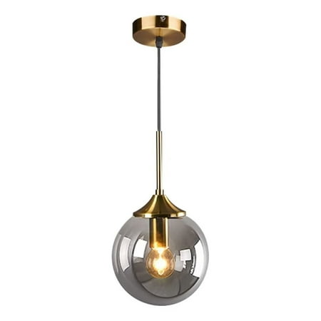 

KCO Lighting Modern Glass Globe Hanging Light 1-Light Smoke Gray Pendant Light Gold Adjustable Mid Century Light Fixture for Indoor Bedroom Bar Dining Room (Smoke Gray)