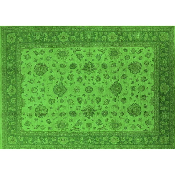 Ahgly Company Indoor Rectangle Oriental Green Industrial Area Rugs, 2' x 4'