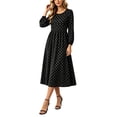 thumbnail image 4 of Busydd Womens Fall Dresses Fashion Long Sleeve Polka Dot Dress Casual Comfortable Solid Color Round Neck Midi Dress S, 4 of 5