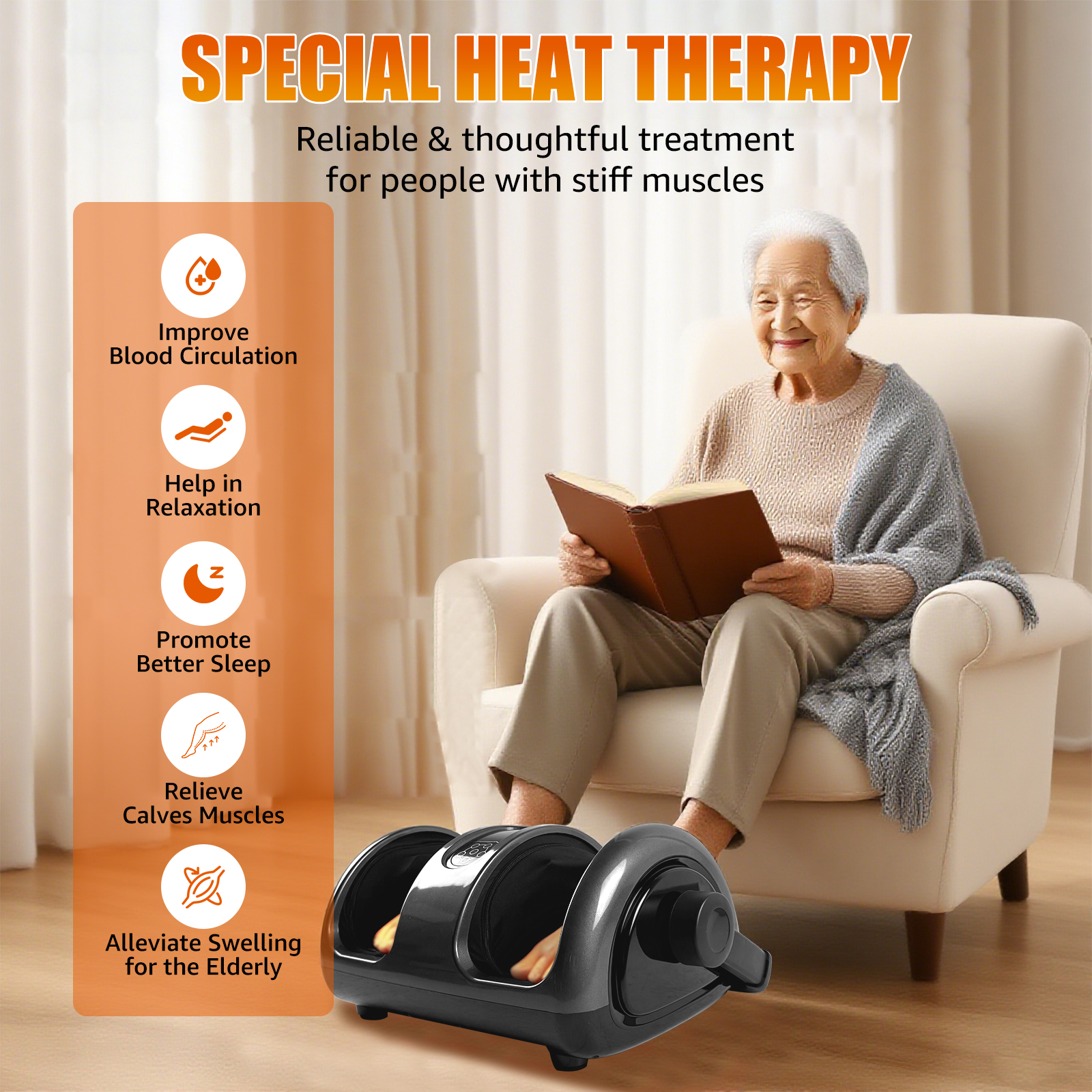 Jacgood Foot Massager Machine,Shiatsu Foot Massager with Heat,Deep Kneading Massage for Leg, Calf, Feet, Ankle,Gifts for Women and Men