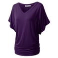 thumbnail image 2 of Doublju Womens Short Kimono Sleeve V Neck Dolman Drape Shirts With Plus Size, 2 of 4
