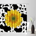 thumbnail image 3 of Sunflower Shower Curtain Black White Cowhide Milk Cow Print Mix Yellow Sunflower Blossoming Creative Funny Rustic Art Home Bathroom Decor Fabric Curtain with plastic hooks, 3 of 3