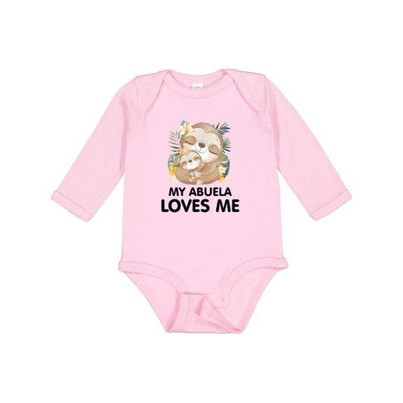 Inktastic Cute Kawaii Sloth My Abuela Loves Me Boys or Girls Long Sleeve Baby Bodysuit