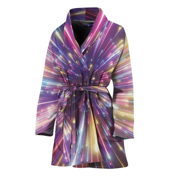 Colorful Hyperspace Women Bathrobe One Size Univeral Fits Fashion Lightweight Plush Fleece Long Robe For Women