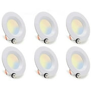 ENERGETIC 6 inch Integrated LED Recessed Downlight, 2700K-5000K Selectable Can Ceiling Light , Dimmable, Energy Star, 6 Pack