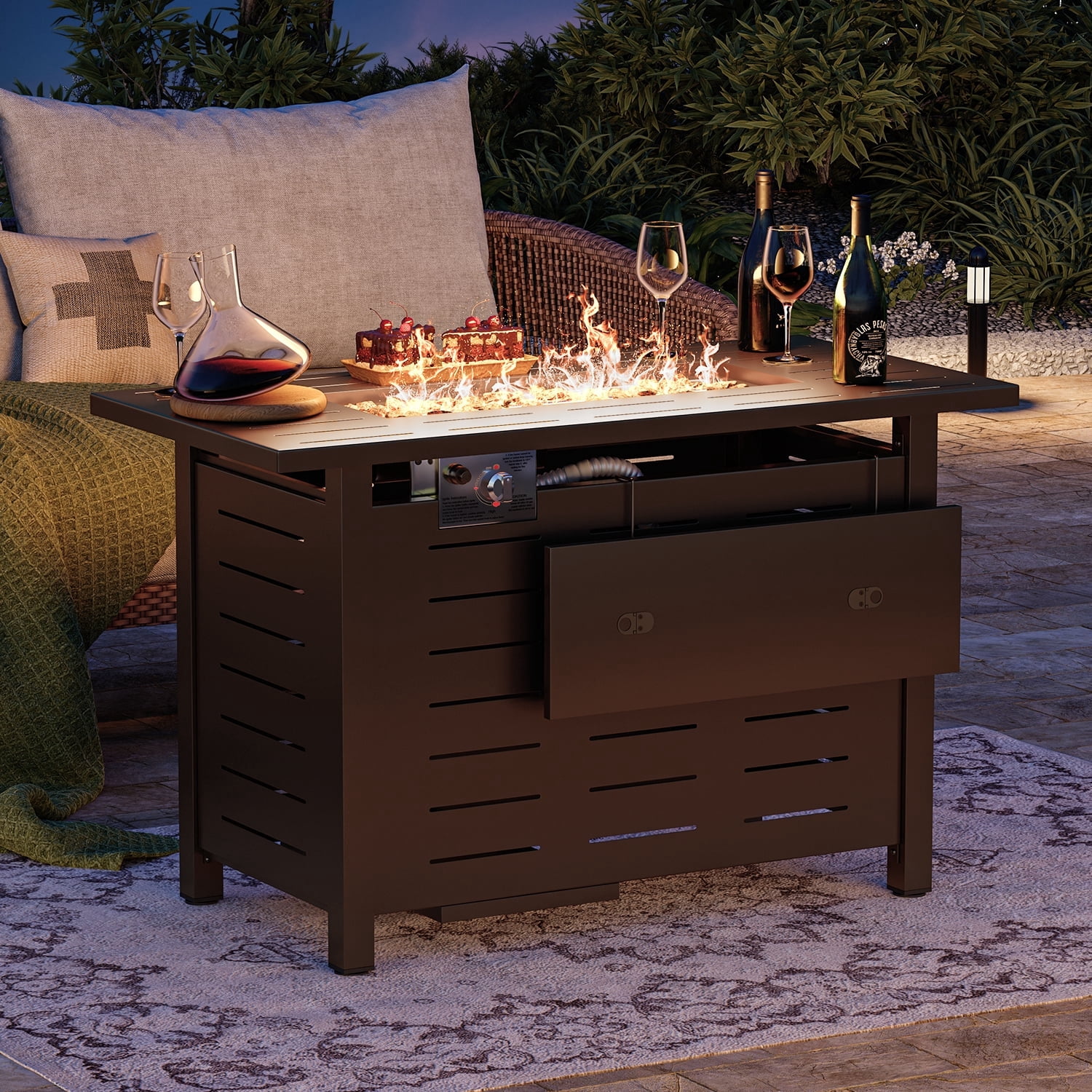 TerraFlame Geo Table Top Fire Bowl Gel Fuel - Stone Cast - Comex