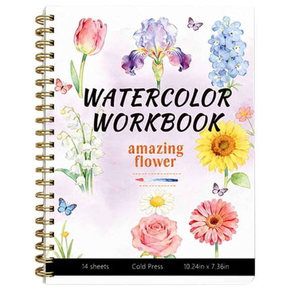 Watercolor Workbook Painting Practice Book, 10.24x7.36 In Pre Sketched Cold Press Paper Pad for Adults Beginners, Amazing Flower, LLLDMXY, Makeup Organizers