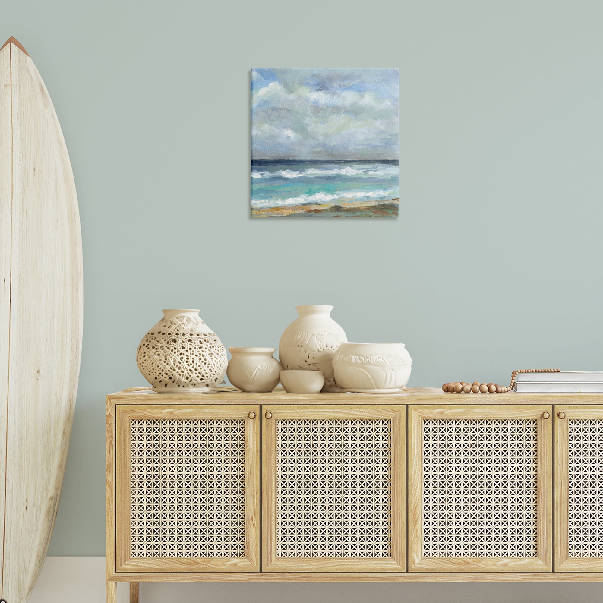 Stupell Industries Summer Seashore Waves Nautical & Beach Painting Wrapped Canvas Art Print Wall Art, 24 x 24