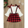 thumbnail image 4 of Qiylii Girls Christmas Outfits Flare Sleeve Pullover + Tie-up Suspender Skirt, 4 of 8