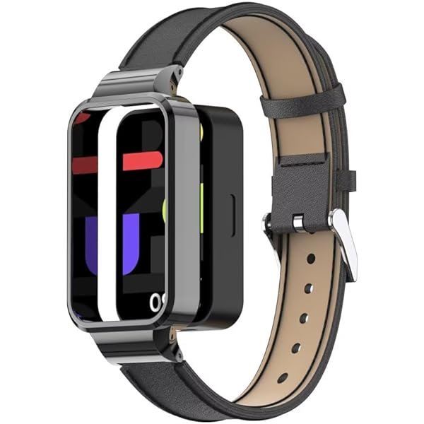 wonima11 Bands Compatible with Xiaomi Smart Band 9 Active/Redmi Band 3,Leather Replacement Band Bracelet Strap Accessories with Metal Frame for Redmi Band 3 Woman Man