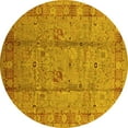 thumbnail image 1 of Ahgly Company Machine Washable Indoor Round Oriental Yellow Industrial Area Rugs, 3' Round, 1 of 4
