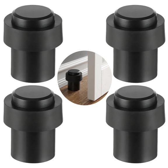 4 Pcs Stainless Steel Door Stoppers, Floor Mount Door Stopper with Thickened Rubber Buffer, Anti-Collision Block Wall Protector for Home or Office Doors