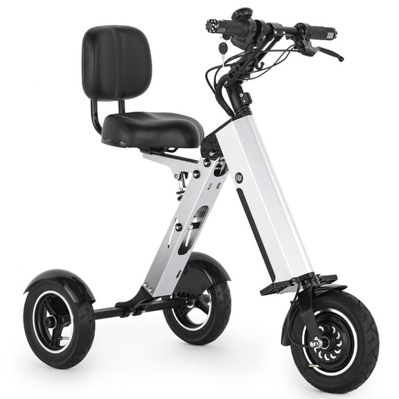 TopMate ES35 Powered Mobility Scooter 3 Wheels Foldable Trike with Backrest Seat for Adults, Lightweight Electric Scooter with Removable 36V 7.8AH Battery, Reverse & Key Switch for Commute and Travel