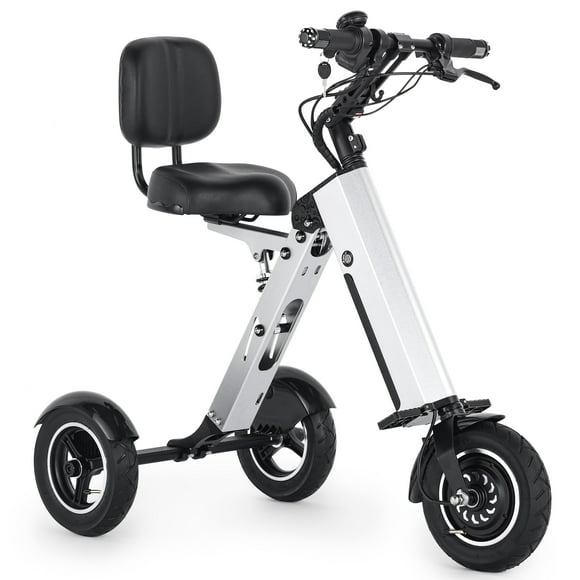 TopMate ES35 Trottinette de Mobilité Motorisée à 3 Roues Tricycle Pliable avec Siège Dossier pour Adultes, Trottinette Électrique Légère avec Batterie Amovible 36V 7.8AH, Marche Arrière et Interrupteur à Clé pour les Déplacements et les Voyages