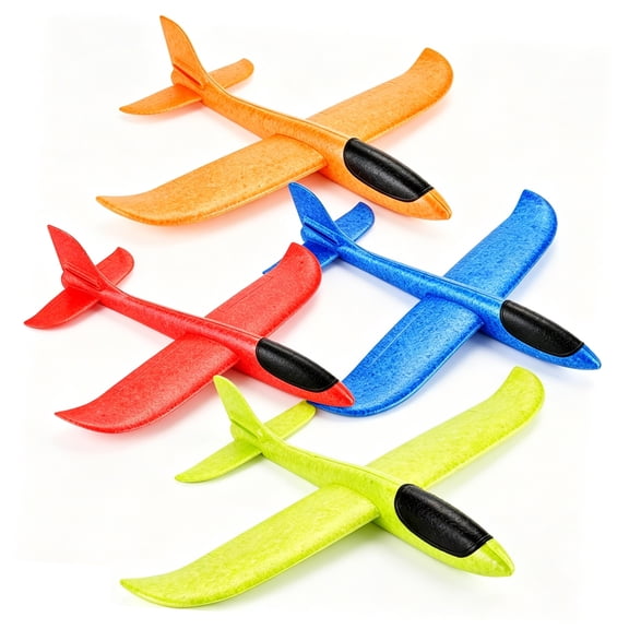 4-Pack Large Foam Glider Airplanes — 17.5" Throwing Planes with 2 Flight Modes, Outdoor Toys