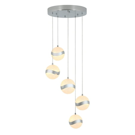 

Artika Wavey 5-Light Integrated LED Pendant Light Fixture Chrome Finish