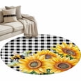 thumbnail image 2 of Sunflower Bee Round Area Rug 4 FT, Non Slip Indoor Outdoor Rug, Black White Lattice Yellow Floral Flower Washable Soft Circular Carpet Non-Shedding Floor Mat for Coffee Table Nursery Foyer Balcony, 2 of 8