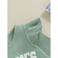 thumbnail image 6 of Suealasg Newborn Girl Fall Outfits 2Pcs Baby Girl Clothes Set Plush Letter Embroidery Ribbed Long Sleeves Romper and Elastic Pants 3 6 9 12 18 Months Infant Girls Autumn Clothing, 6 of 9