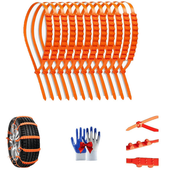 Zip Treads for Tires, Heavy-Duty Reusable Snow Tire Chains, Universal Anti-Slip Tire Traction Straps for Cars SUVs Trucks