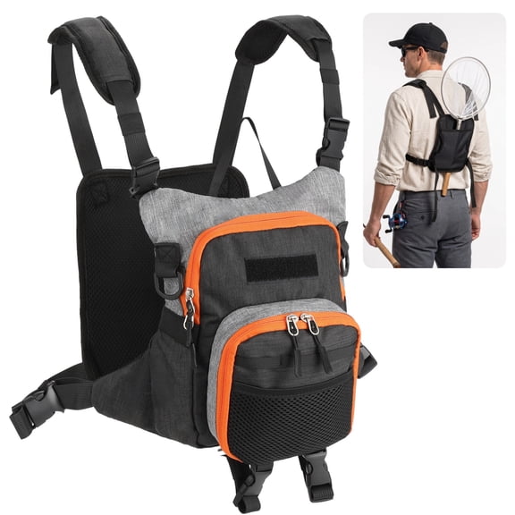 Fly Fishing Chest Pack, Lightweight Fishing Tackle Storage Bag with Work Station, Adjustable Harness Vest Pack, Waterproof Breathable Oxford Cloth Organizer with Quick Release Buckles