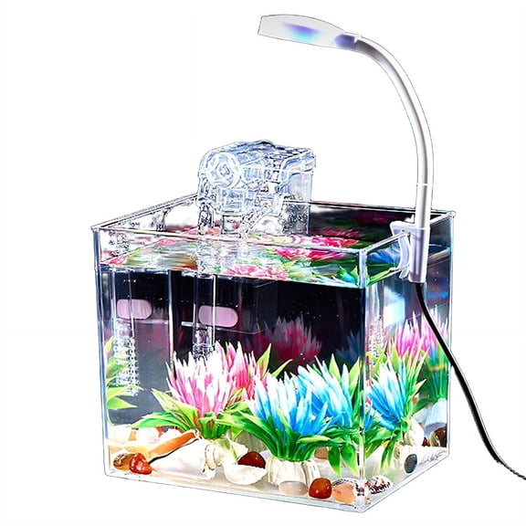 ACDANC Fish Tank, Wide Vision Betta Aquarium, Polished Finish Small Fish Bowl for Freshwater & Saltwater, Home & Office