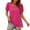 Hot Pink, variant on Ynynloco Womens Casual V Neck T Shirt Dot Puff Sleeve Tops Ruched Elegant Summer Shirts