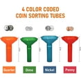 Coin Counting Tubes Set of 4, ColorCoded for Quarters, Dimes, Nickels
