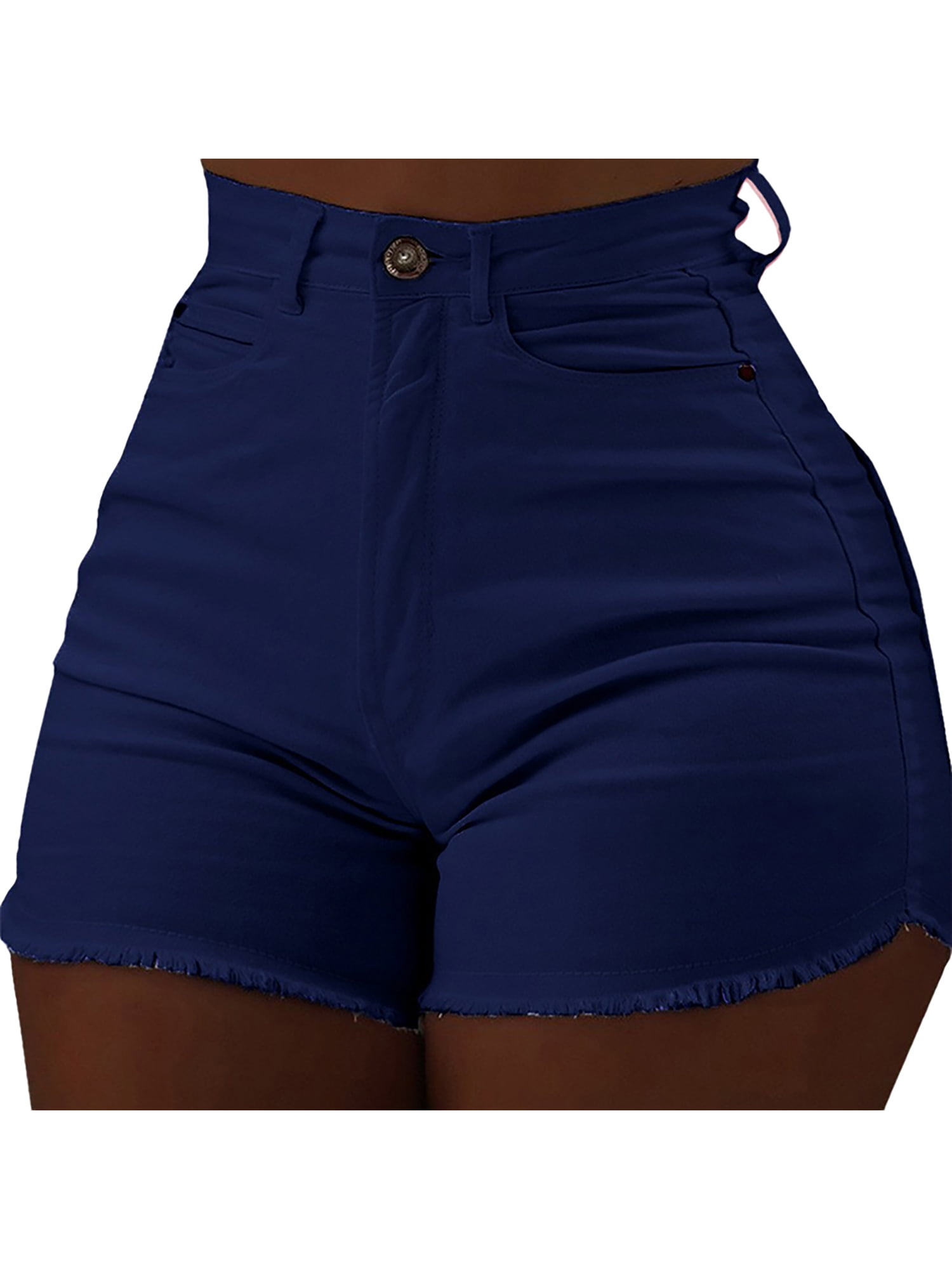 Women Ladies High Waisted Vintage Button Pockets Denim Summer Hot Pants Shorts