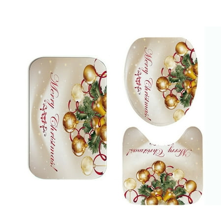Merry Christmas Toilet Seat  Cover Santa Claus Bathroom Mat Xmas Home Decor