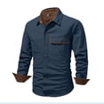 thumbnail image 4 of ZCFZJW Mens Cargo Shirts Long Sleeve Hiking Travel Shirts Regular Fit Casual Button Down Outdoor Fashion Shirts with Multi-Pockets Blue XXL, 4 of 9